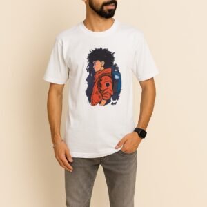Trapout Cartoon Men Round Neck White T-Shirt