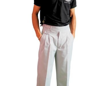 Men's Light Grey High-Waisted Pleated Trousers - Premium Tailored Formal Pants