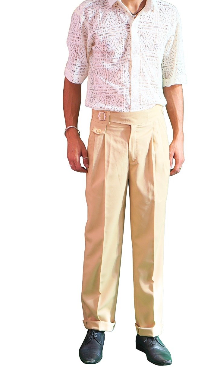 Trapout Men's Straight Fit Beige Formal Trousers - Premium Tailored Pleated Dress Pants - Image 7