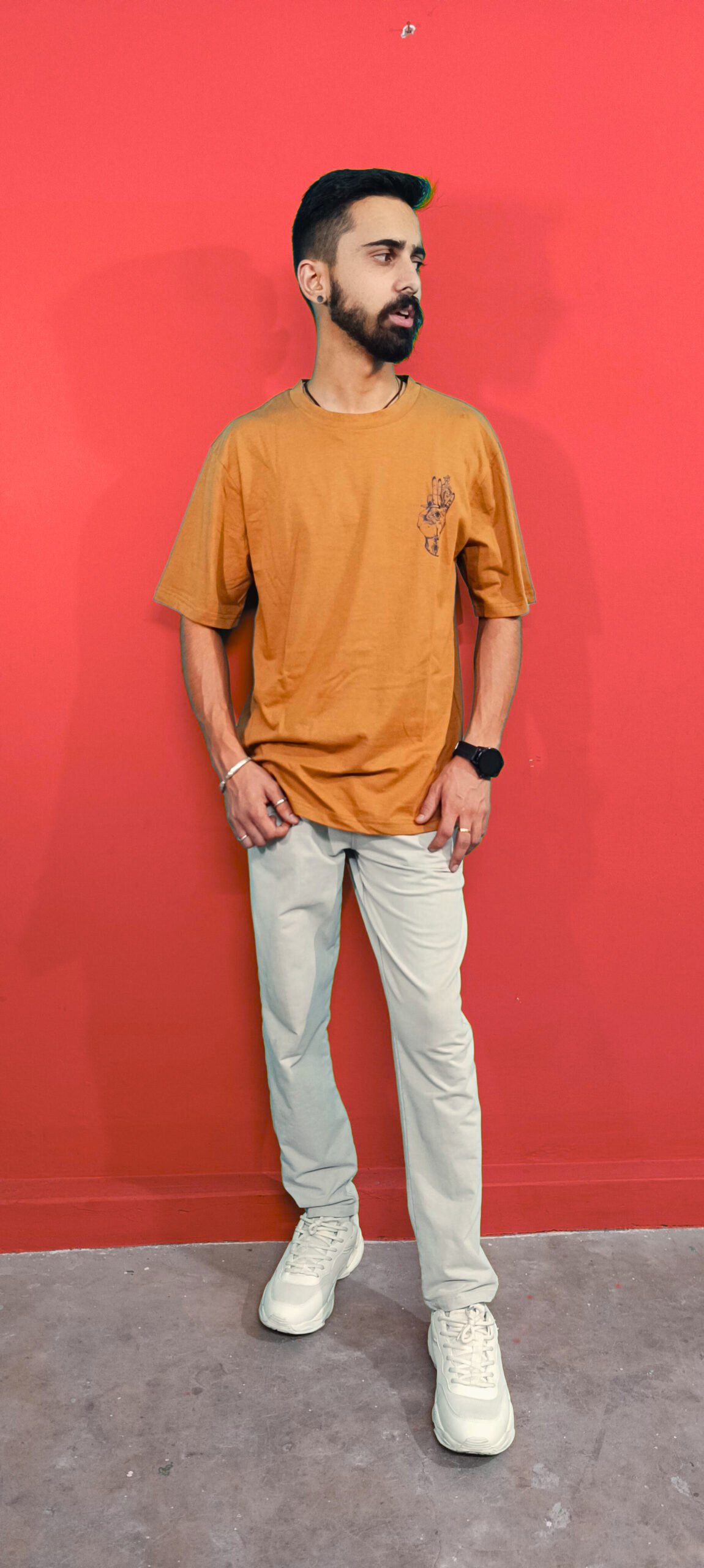 Trapout Men's Yellow Pure Cotton Printed T-Shirt - Geometric Design Round Neck Casual Wear - Image 5