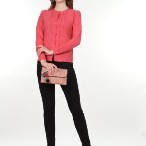 Coral Cable-Knit Cardigan - Timeless Comfort Meets Contemporary Color